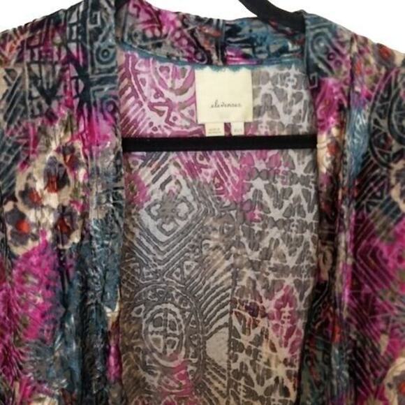 Anthropologie Velvet Burnout Kimono Whimsigoth Fairy Grunge Size XS/S Indie Boho - Picture 3 of 9